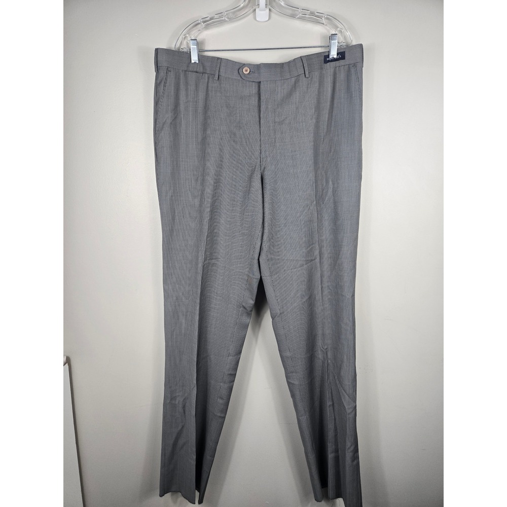 Coppley Brady Mens Grey Super 100s Wool Micro Stripe Dress Slacks Pants 42R NEW